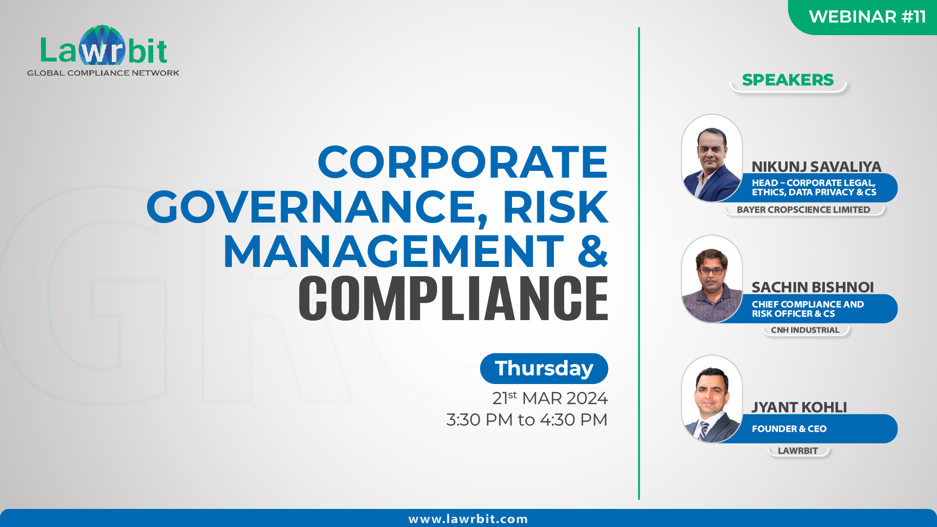 Webinar 11 - Corporate Governance, Risk Management and Compliances | New Age Indicators | AI and GRC